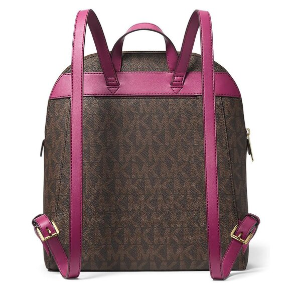 Michael Kors Dallas Medium Signature Logo Backpack – Deep Fuchsia - Picture 2 of 5